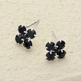 Flower Stone Stud Earrings