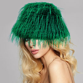 Faux Fur Feather Bucket Hat