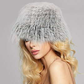 Faux Fur Feather Bucket Hat