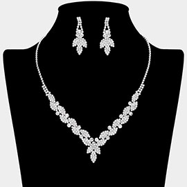 Rhinestone Paved Marquise V Shaped Necklace