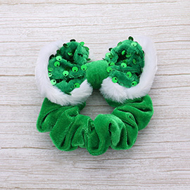 Sequin Fuzzy Christmas Bow Scrunchie Hairband