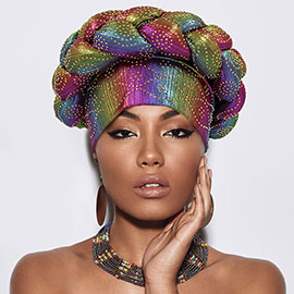 Bling Studded Braided Turban Hat