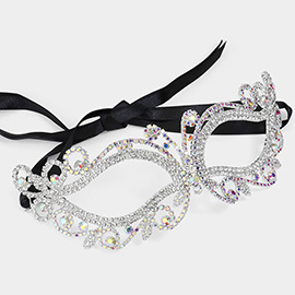 Rhinestone Paved Cat Eye Masquerade Mask