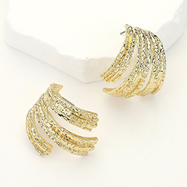 Textured Metal Split Hoop Earrings