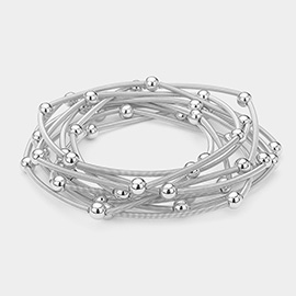 Metal Ball Station Stretch Multi Layered Bracelets