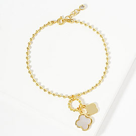 Gold Dipped Double Quatrefoil Charm Bracelet