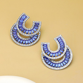 Stone Embellished Double Horseshoe Earrings