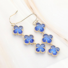 Quatrefoil Stone Cluster Dropdown Dangle Earrings