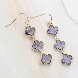 Quatrefoil Stone Cluster Dropdown Dangle Earrings