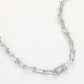 Hardware Link Stone Paved Necklace