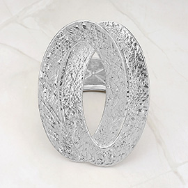 Oversized Textured Double Oval Metal Stretch Bracelet