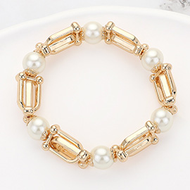 Pearl Hardware Link Beaded Stretch Bracelet