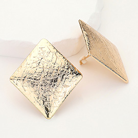 Textured Metal Rhombus Clip On Earrings