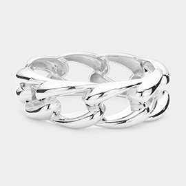 Chunky Metal Chain Hinged Bangle Bracelet