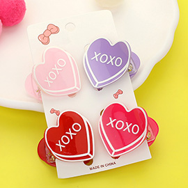 4PCS - XOXO Message Acetate Heart Hair Claw Clips