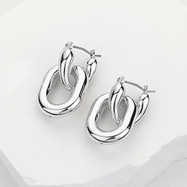 SECRET BOX_Sterling Silver Dipped Oval Link Pin Catch Earrings