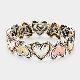 Metal Heart Link Stretch Bracelet