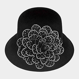 Bling Studded Flower Felt Wedding Jazz Church Bucket Hat