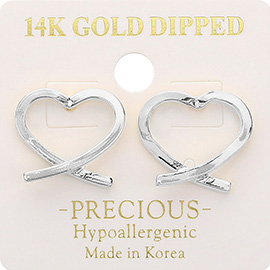 14K Gold Dipped Hypoallergenic Heart Stud Earrings