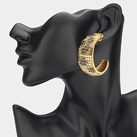 Leopard Bling Studded Chunky Hoop Earrings