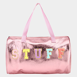 STUFF Message Metallic Top Handle Duffle Bag / Crossbody Bag