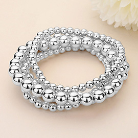 4PCS - Metal Ball Stretch Multi Layered Bracelets