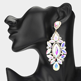 Marquise Stone Cluster Embellished Evening Earrings