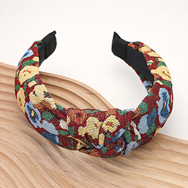 Flower Pattern Printed Knot Headband