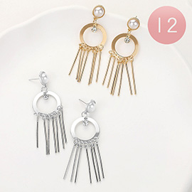 12Pairs - Abstract Metal Fringe Earrings