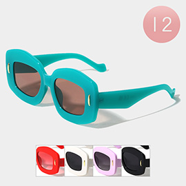 12PCS - Retro Thick Frame Wayfarer Sunglasses