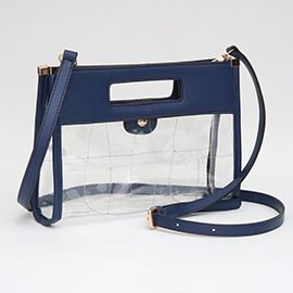 Faux Leather Transparent Crossbody Bag