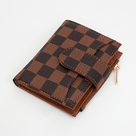 Faux Leather Checkered Fold Wallet