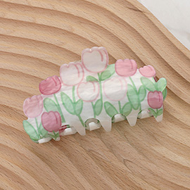 Tulip Printed Hair Claw Clip