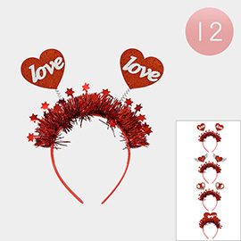 12PCS - Double Glittered Love Heart Spring Star Tinsel Decorative Headbands