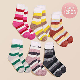 12Pairs - Striped Patterned Luxury Soft Socks