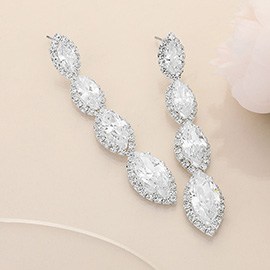 Marquise CZ Stone Link Dropdown Evening Earrings