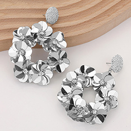 Flower Sequin Wreath Dangle Earrings