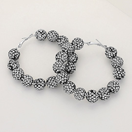 Shamballa Ball Beaded Hoop Earrings