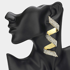 Oversized Rhinestone Paved Twisted Swirl Earrings