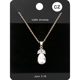 CZ Marquise Teardrop Pendant Necklace