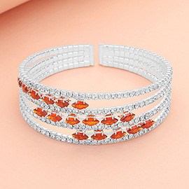 Marquise CZ Stone Rhinestone Paved Split Evening Bracelet