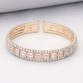 CZ Baguette Stone Accented Evening Bracelet