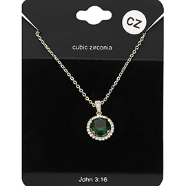 CZ Round Pendant Necklace