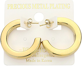 Precious Metal Plating Square Tube Hoop Earrings
