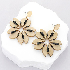 Wood Flower Dangle Earrings