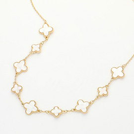 Mother Of Pearl Quatrefoil Station Necklace