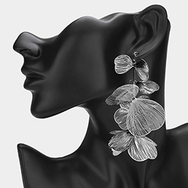 Oversized Metal Cutout Flower Drop Earrings
