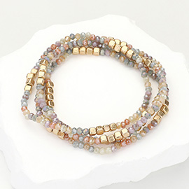 4PCS - Faceted Beaded Multi Layered Bracelets