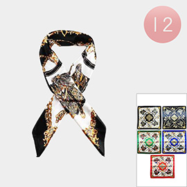 12PCS - Bohemian Patterned Square Silk Feel Scarves
