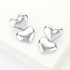 Double Metal Heart Earrings